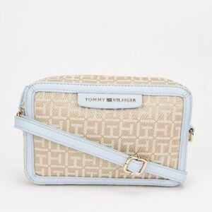 Tommy Hilfiger Tan and Light Blue Crossbody Bag